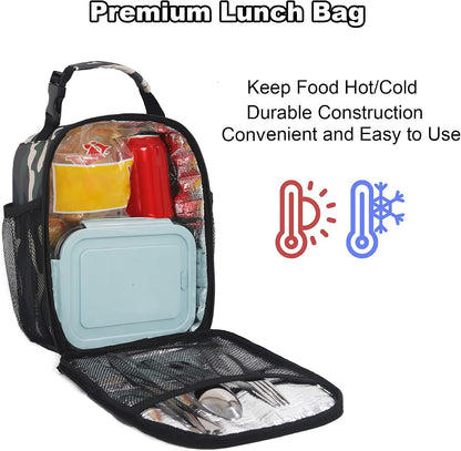 Femuar Lunch bag for Men Women Adults Small for Office Work Picnic - Reusable Portable Lunchbag, Black