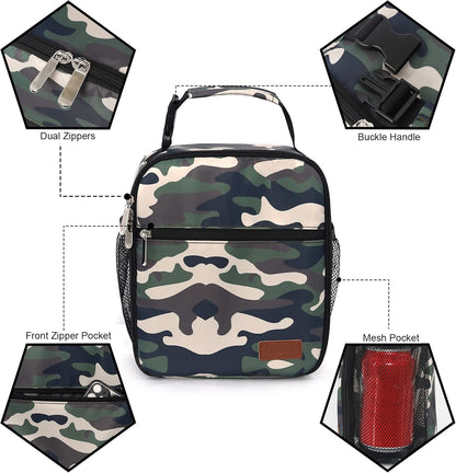 Femuar Lunch bag for Men Women Adults Small for Office Work Picnic - Reusable Portable Lunchbag, Black