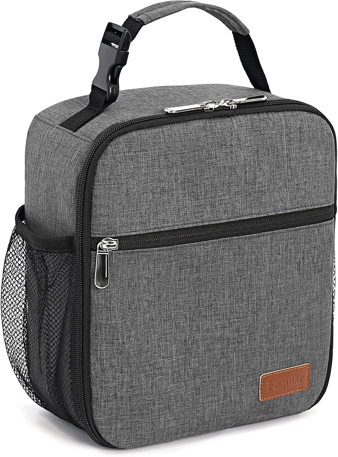 Femuar Lunch bag for Men Women Adults Small for Office Work Picnic - Reusable Portable Lunchbag, Black