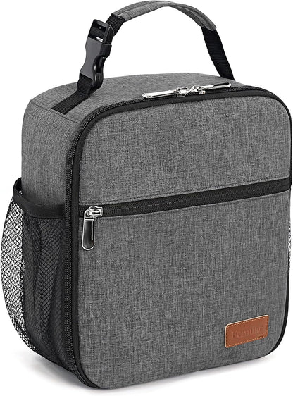 Femuar Lunch bag for Men Women Adults Small for Office Work Picnic - Reusable Portable Lunchbag, Black