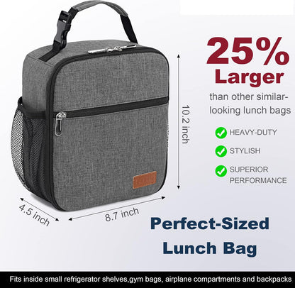 Femuar Lunch bag for Men Women Adults Small for Office Work Picnic - Reusable Portable Lunchbag, Black