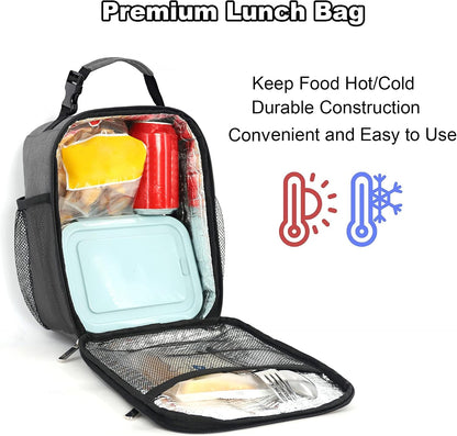 Femuar Lunch bag for Men Women Adults Small for Office Work Picnic - Reusable Portable Lunchbag, Black