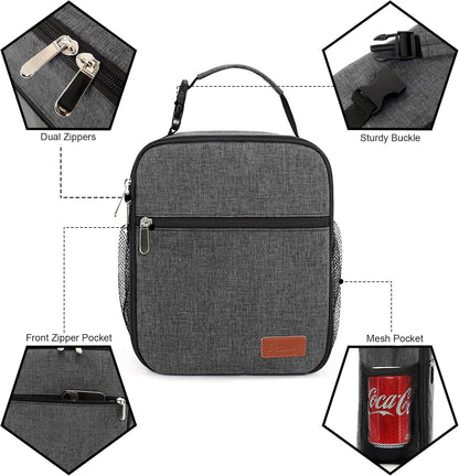Femuar Lunch bag for Men Women Adults Small for Office Work Picnic - Reusable Portable Lunchbag, Black