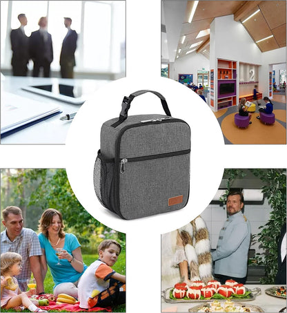 Femuar Lunch bag for Men Women Adults Small for Office Work Picnic - Reusable Portable Lunchbag, Black