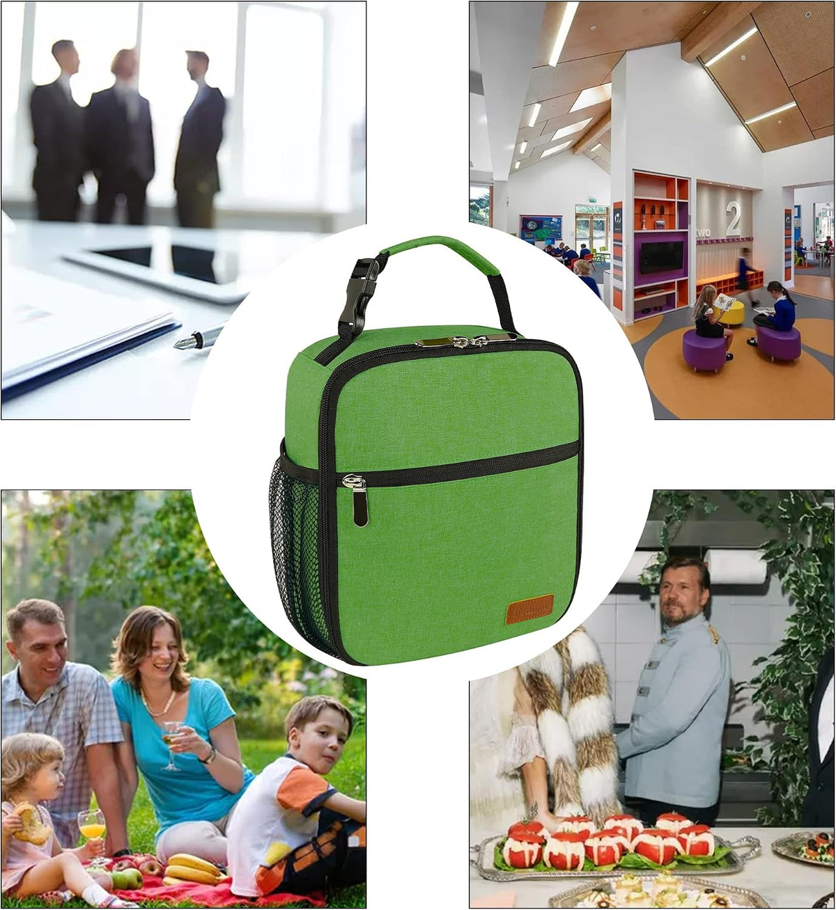 Femuar Lunch bag for Men Women Adults Small for Office Work Picnic - Reusable Portable Lunchbag, Black