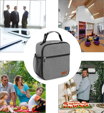 Femuar Lunch bag for Men Women Adults Small for Office Work Picnic - Reusable Portable Lunchbag, Black