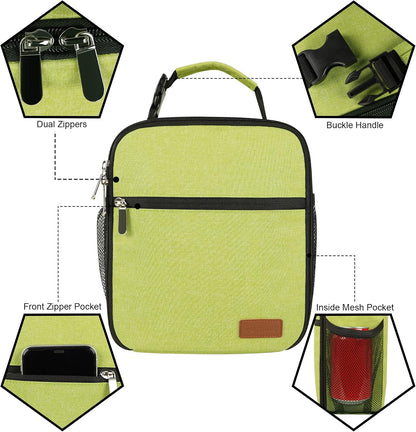 Femuar Lunch bag for Men Women Adults Small for Office Work Picnic - Reusable Portable Lunchbag, Black