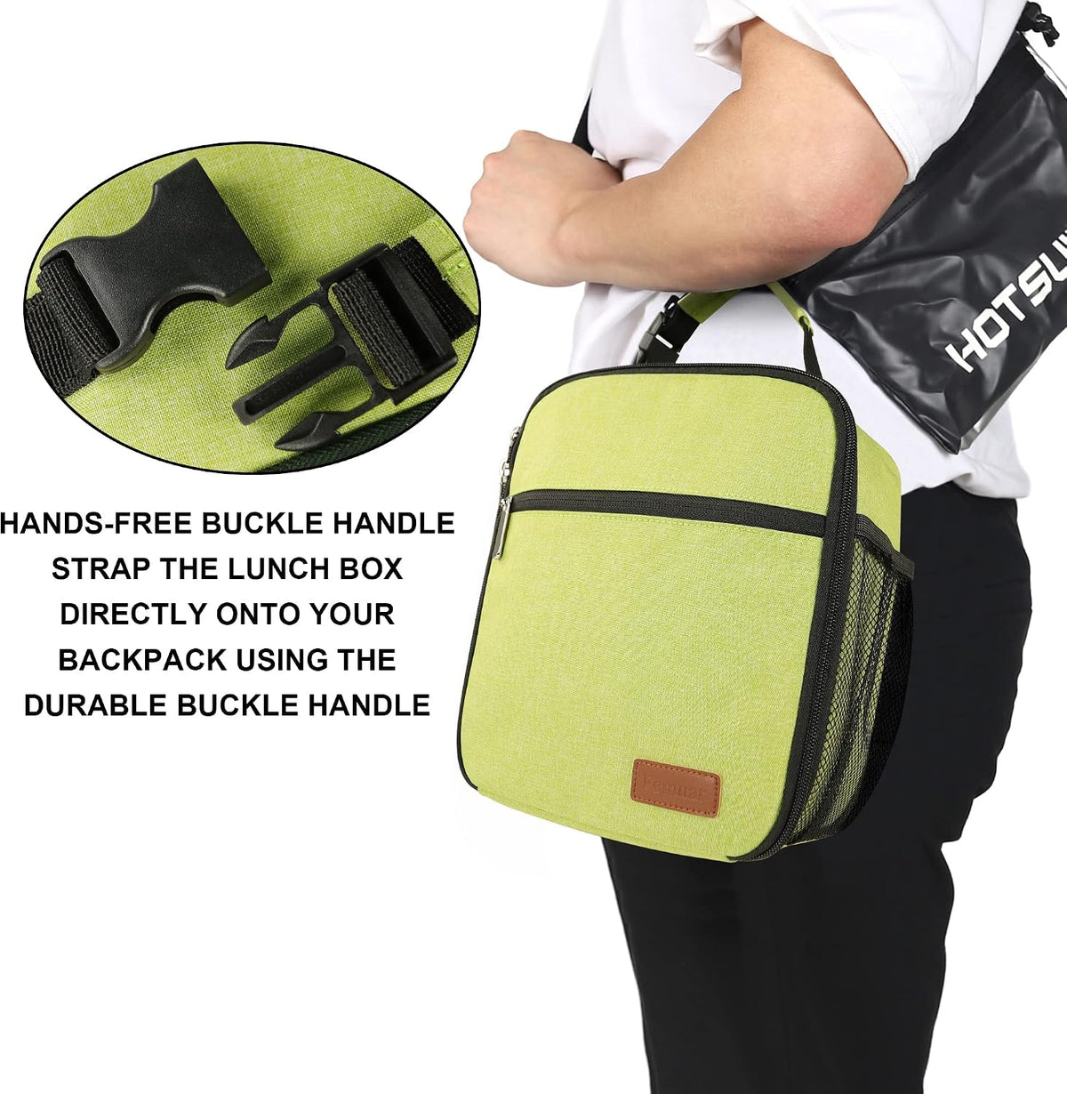 Femuar Lunch bag for Men Women Adults Small for Office Work Picnic - Reusable Portable Lunchbag, Black