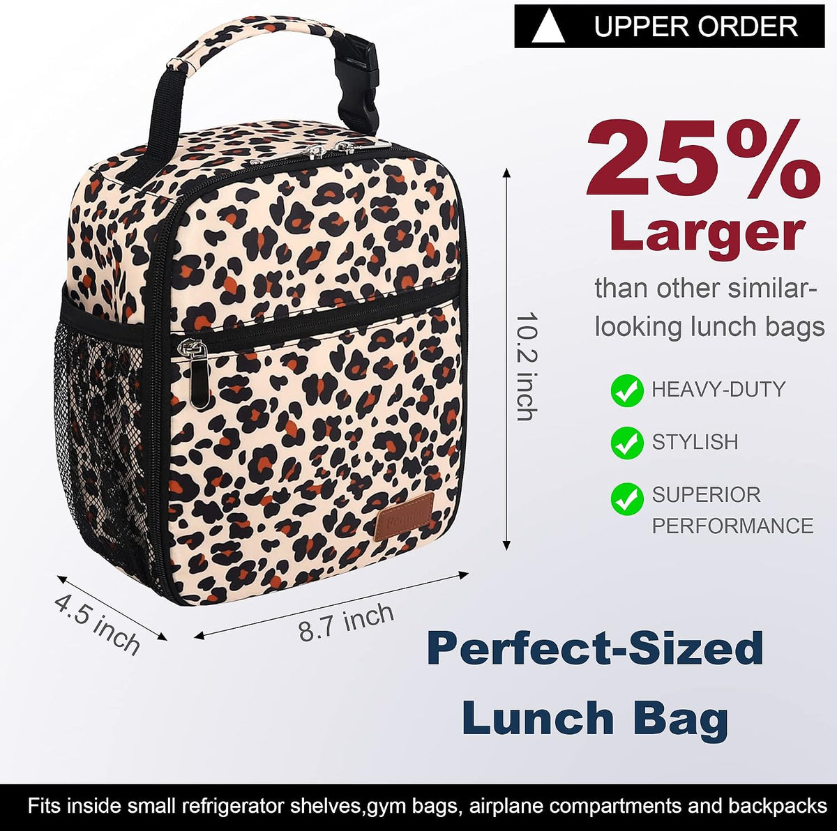 Femuar Lunch bag for Men Women Adults Small for Office Work Picnic - Reusable Portable Lunchbag, Black