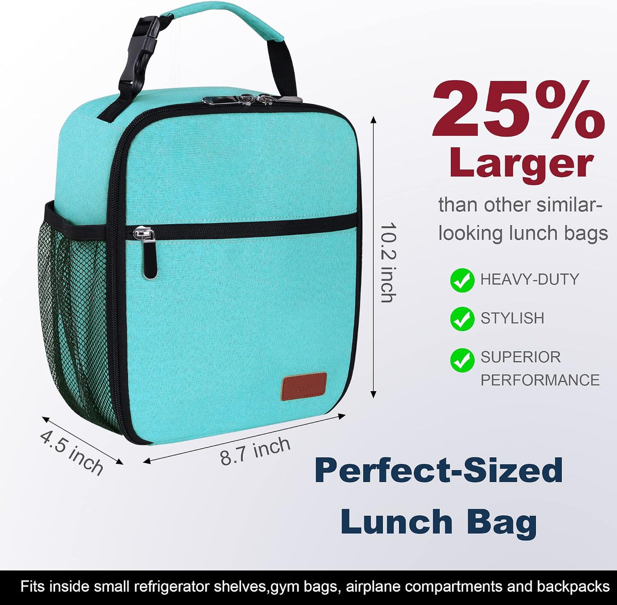 Femuar Lunch bag for Men Women Adults Small for Office Work Picnic - Reusable Portable Lunchbag, Black