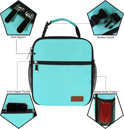 Femuar Lunch bag for Men Women Adults Small for Office Work Picnic - Reusable Portable Lunchbag, Black
