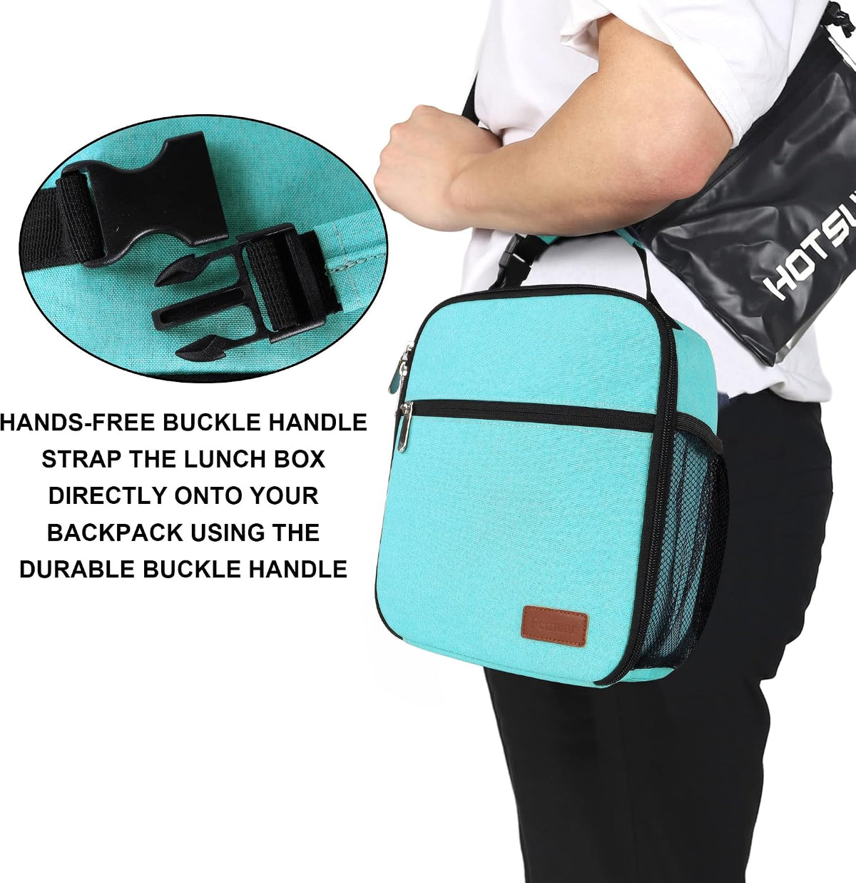 Femuar Lunch bag for Men Women Adults Small for Office Work Picnic - Reusable Portable Lunchbag, Black