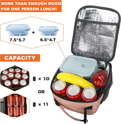 Femuar Lunch bag for Men Women Adults Small for Office Work Picnic - Reusable Portable Lunchbag, Black
