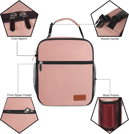 Femuar Lunch bag for Men Women Adults Small for Office Work Picnic - Reusable Portable Lunchbag, Black
