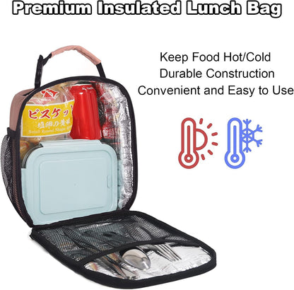 Femuar Lunch bag for Men Women Adults Small for Office Work Picnic - Reusable Portable Lunchbag, Black