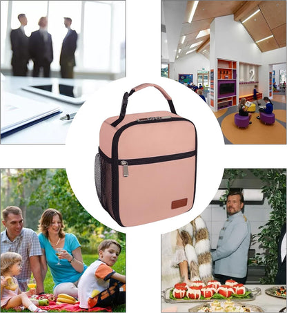 Femuar Lunch bag for Men Women Adults Small for Office Work Picnic - Reusable Portable Lunchbag, Black
