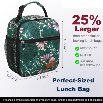 Femuar Lunch bag for Men Women Adults Small for Office Work Picnic - Reusable Portable Lunchbag, Black