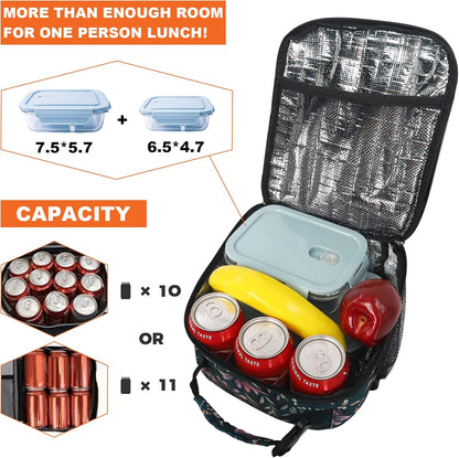 Femuar Lunch bag for Men Women Adults Small for Office Work Picnic - Reusable Portable Lunchbag, Black