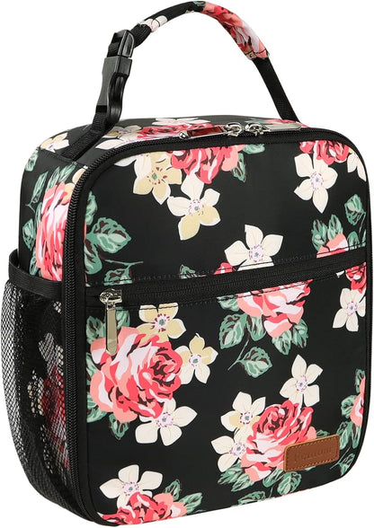 Femuar Lunch bag for Men Women Adults Small for Office Work Picnic - Reusable Portable Lunchbag, Black