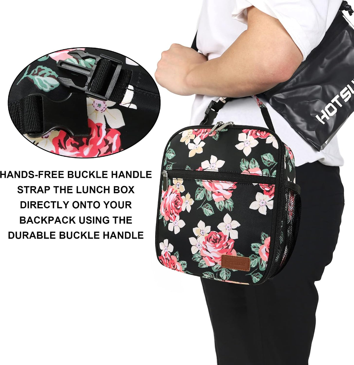 Femuar Lunch bag for Men Women Adults Small for Office Work Picnic - Reusable Portable Lunchbag, Black