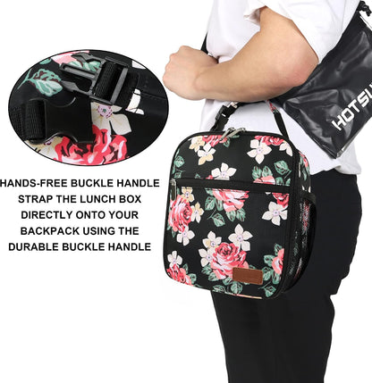 Femuar Lunch bag for Men Women Adults Small for Office Work Picnic - Reusable Portable Lunchbag, Black