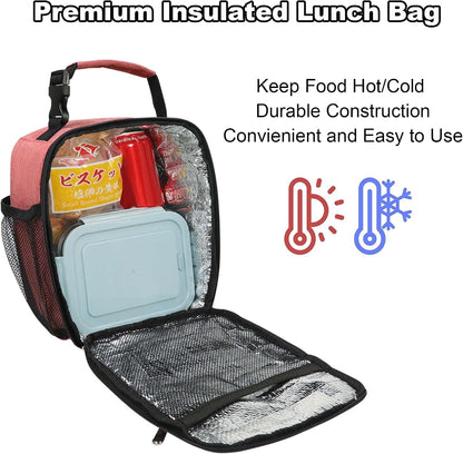Femuar Lunch bag for Men Women Adults Small for Office Work Picnic - Reusable Portable Lunchbag, Black