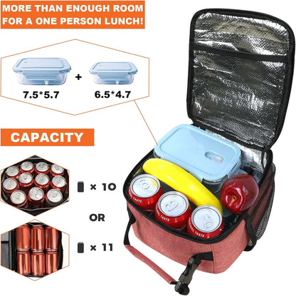 Femuar Lunch bag for Men Women Adults Small for Office Work Picnic - Reusable Portable Lunchbag, Black