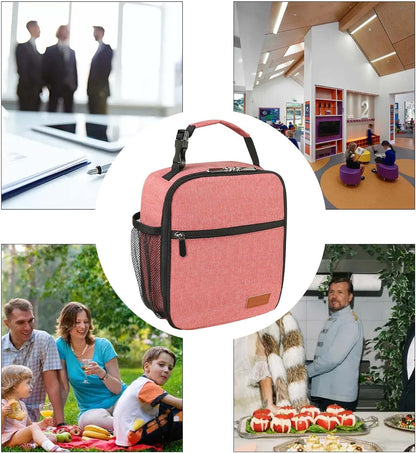 Femuar Lunch bag for Men Women Adults Small for Office Work Picnic - Reusable Portable Lunchbag, Black