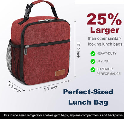 Femuar Lunch bag for Men Women Adults Small for Office Work Picnic - Reusable Portable Lunchbag, Black