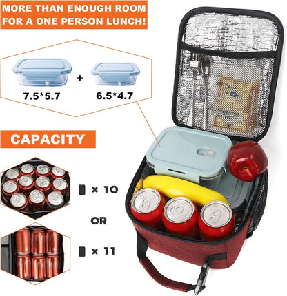 Femuar Lunch bag for Men Women Adults Small for Office Work Picnic - Reusable Portable Lunchbag, Black