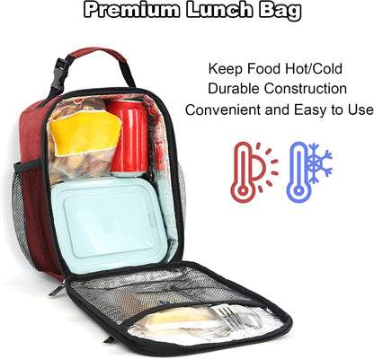 Femuar Lunch bag for Men Women Adults Small for Office Work Picnic - Reusable Portable Lunchbag, Black
