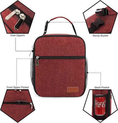 Femuar Lunch bag for Men Women Adults Small for Office Work Picnic - Reusable Portable Lunchbag, Black