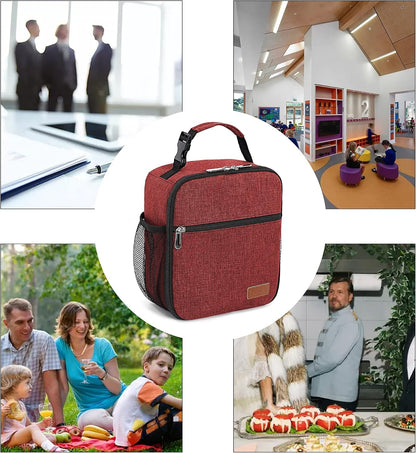 Femuar Lunch bag for Men Women Adults Small for Office Work Picnic - Reusable Portable Lunchbag, Black