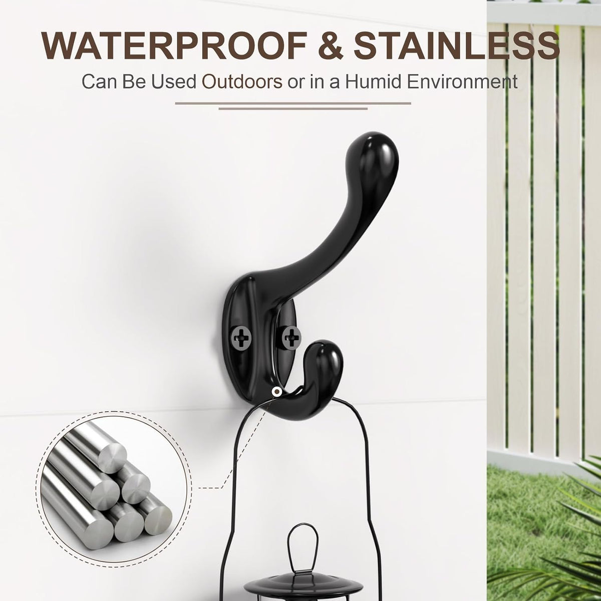 Black Coat Hooks, Wall Hooks for Closet Hanging, 30 Screws