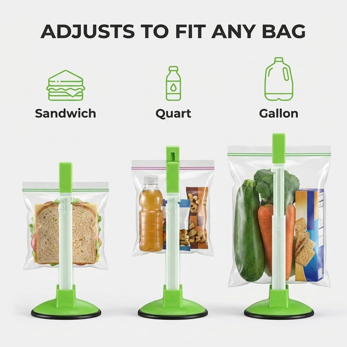 4 Pack of Storage Bag Holder Stand Freezer & Food Storage Bag Rack for Hands-Free Filling, Adjustable Food Prep Bag Holder Kitchen Gadget for Sandwich, Quart & Gallon Bags