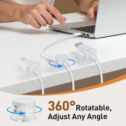 8 Pack Magnetic Cable Clips, 360° Rotatable Cord Holder, Clear