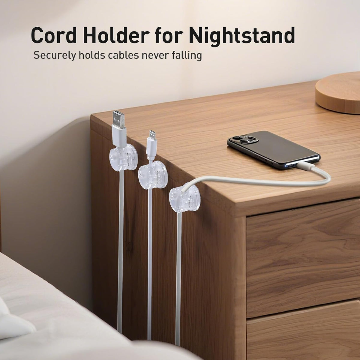 8 Pack Magnetic Cable Clips, 360° Rotatable Cord Holder, Clear