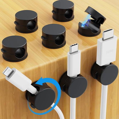 8 Pack Magnetic Cable Clips, 360° Rotatable Cord Holder, Clear