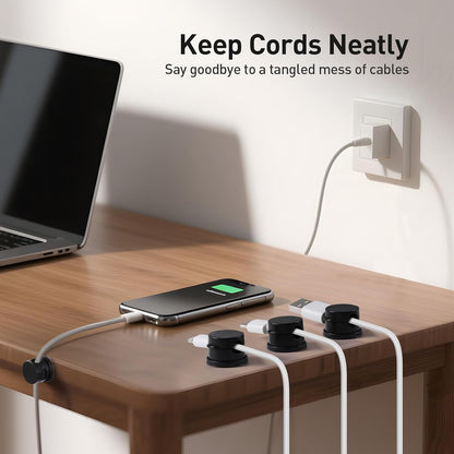 8 Pack Magnetic Cable Clips, 360° Rotatable Cord Holder, Clear