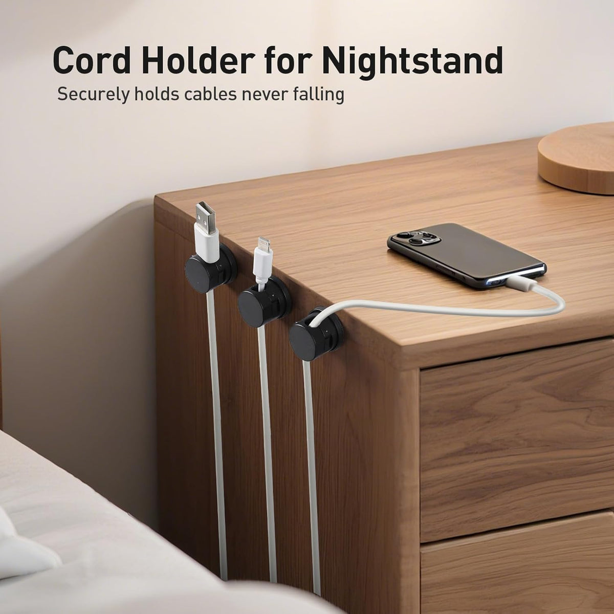 8 Pack Magnetic Cable Clips, 360° Rotatable Cord Holder, Clear