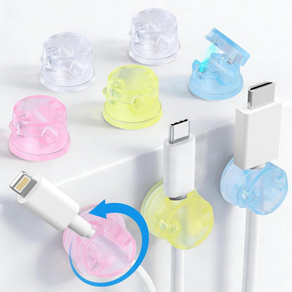 8 Pack Magnetic Cable Clips, 360° Rotatable Cord Holder, Clear