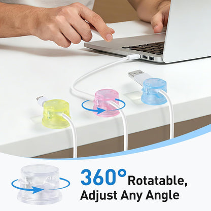 8 Pack Magnetic Cable Clips, 360° Rotatable Cord Holder, Clear