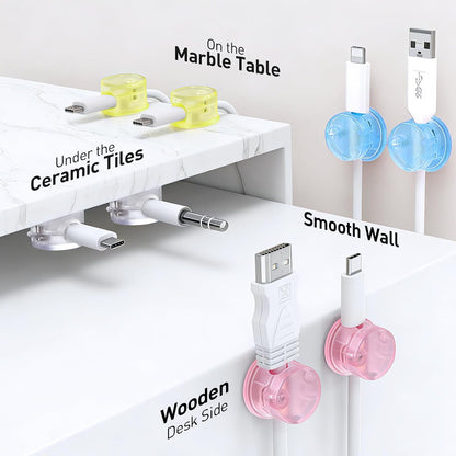 8 Pack Magnetic Cable Clips, 360° Rotatable Cord Holder, Clear