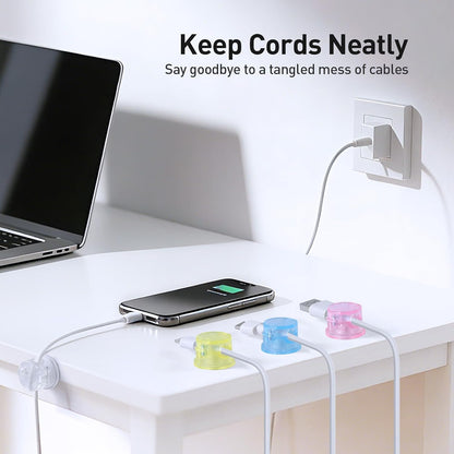 8 Pack Magnetic Cable Clips, 360° Rotatable Cord Holder, Clear
