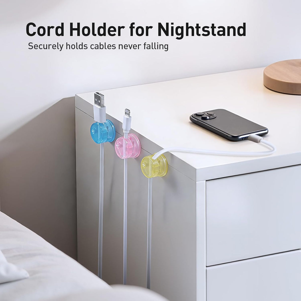 8 Pack Magnetic Cable Clips, 360° Rotatable Cord Holder, Clear