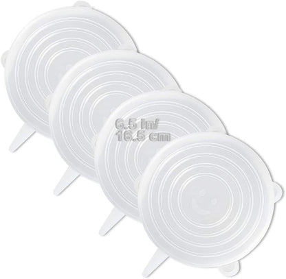 4 Pack Same Size Silicone Stretch Lids, Thicker Reusable Sturdy Silicone Container Cover, Expandable Food Storage Covers, Dishwasher and Freezer Safe, 4.53in(11.5cm)