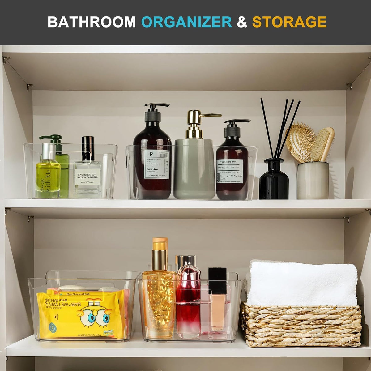 Pantry Organizers and Storage, Clear Plastic Storage Bins for Freezer, Multi-Use Organizer Bins for Kitchen, Office, Fridge, Cabinet and Shelf Organizing
