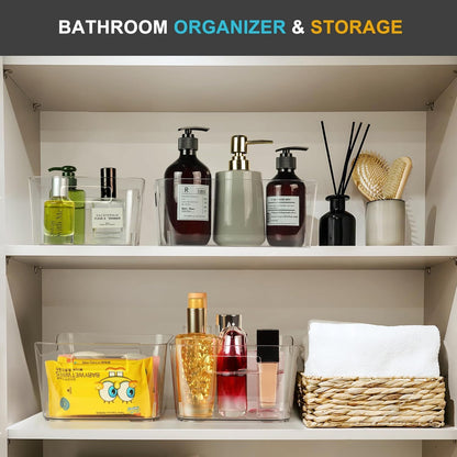 Pantry Organizers and Storage, Clear Plastic Storage Bins for Freezer, Multi-Use Organizer Bins for Kitchen, Office, Fridge, Cabinet and Shelf Organizing