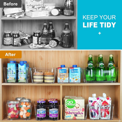 Pantry Organizers and Storage, Clear Plastic Storage Bins for Freezer, Multi-Use Organizer Bins for Kitchen, Office, Fridge, Cabinet and Shelf Organizing