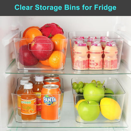 Pantry Organizers and Storage, Clear Plastic Storage Bins for Freezer, Multi-Use Organizer Bins for Kitchen, Office, Fridge, Cabinet and Shelf Organizing